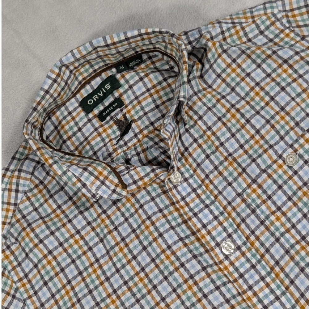 Orvis Country Twill Plaid Button Down Shirt Mens Medium Classic Fit Multi Color
